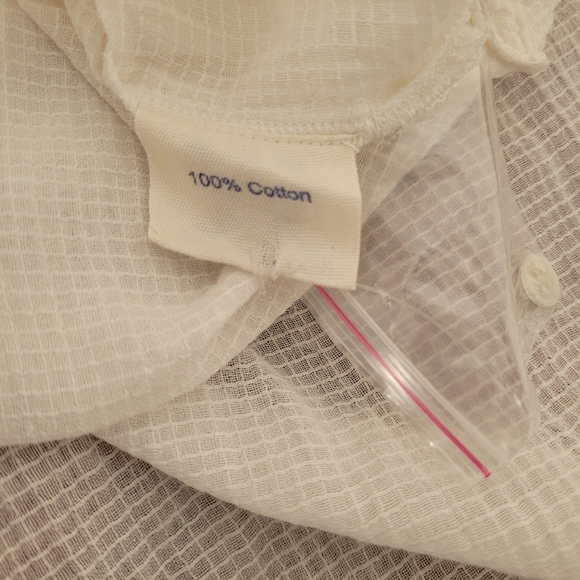 Never Worn SOEUR White Gauze Casual Button Down Bib Peasant Shirt Tunic Medium - Picture 8 of 10